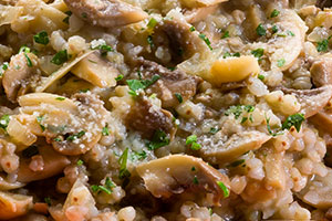 Kalvekæbeklumper med svampebygotto