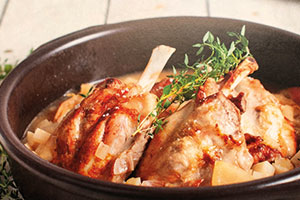 Øl-braiseret spoleben/svineskank